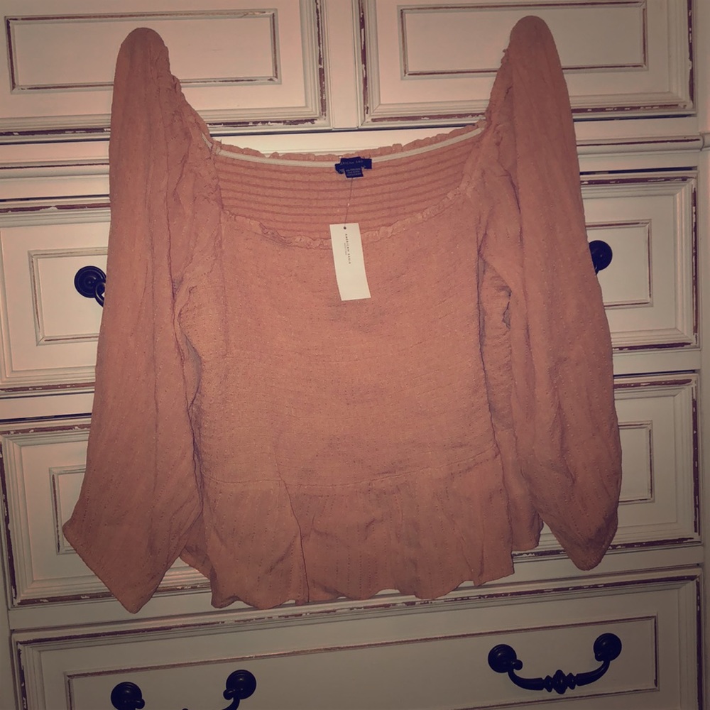 Off shoulder smocked crop top